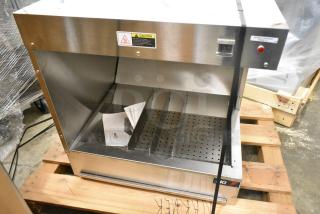 BRAND NEW IN CRATE! 2016 BKI HFWTJ-24R Stainless Steel Commercial Fry Warmer. 120 Volts, 1 Phase. Tested and Working!