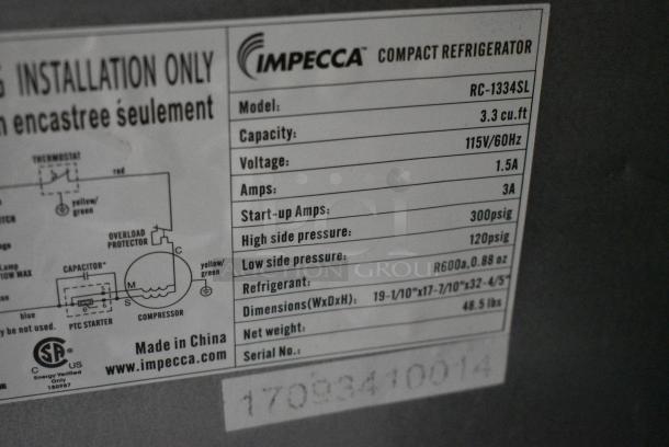 Impecca RC-1334SL Mini Cooler. 115 Volts, 1 Phase. Tested and Working! - Image 3 of 3