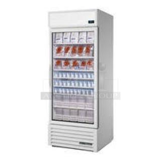 BRAND NEW SCRATCH AND DENT! 2024 True TSCI-600R-G-PH Metal Commercial Single Door Reach In Cooler Merchandiser w/ Poly Coated Racks. 115 Volts, 1 Phase. Tested and Working!