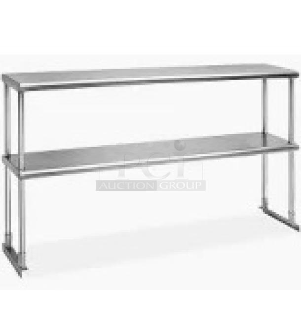 BRAND NEW SCRATCH AND DENT! Regency 600DOS1860 Stainless Steel Double Deck Overshelf - 18" x 60" x 32". May Be Missing Pieces. - Image 1 of 4