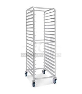 BRAND NEW SCRATCH AND DENT! Regency 600PR1820Z  20 Pan End Load Nesting Bun / Sheet Pan Rack - Unassembled. May Be Missing Pieces. Stock Picture Used
