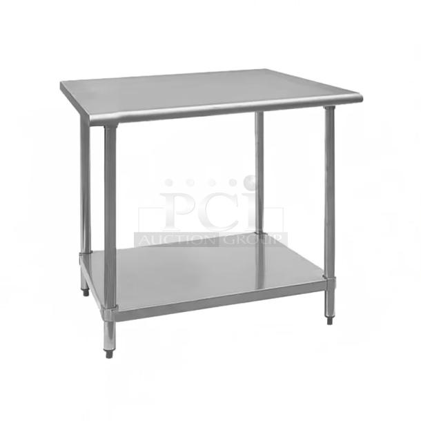 BRAND NEW SCRATCH AND DENT! Regency 600T2424G 24" x 24" 18-Gauge 304 Stainless Steel Commercial Work Table with Galvanized Legs and Undershelf. May Be Missing Pieces. - Image 1 of 3