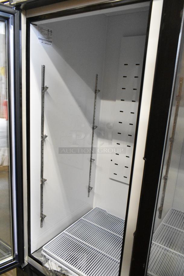 BRAND NEW SCRATCH AND DENT!  2023 Migali C-72FM Metal Commercial 3 Door Reach In Freezer Merchandiser w/ Poly Coated Racks on Commercial Casters. 115/208-230 Volts, 1 Phase. - Image 5 of 9