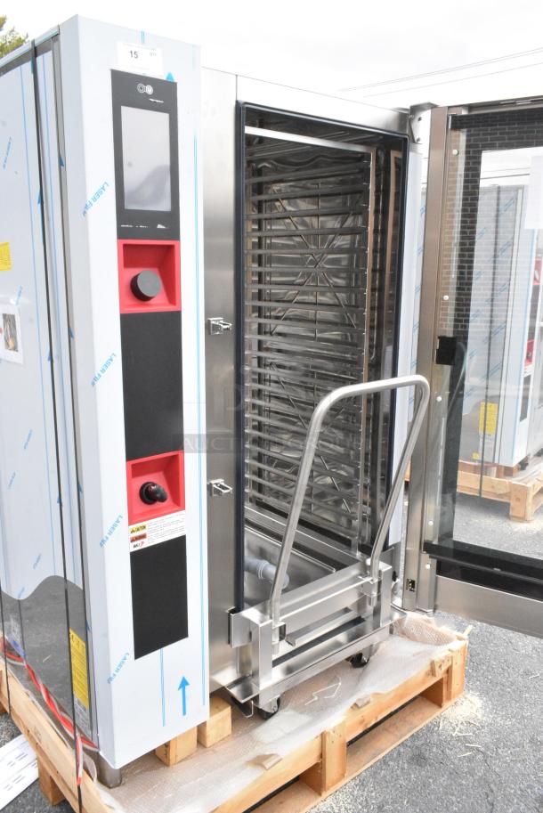 BRAND NEW IN CRATE! BKI AETE202R Stainless Steel Commercial Electric Powered Roll In Combi Convection Oven w/ Metal Pan Rack. 208 Volts, 3 Phase. - Image 5 of 11