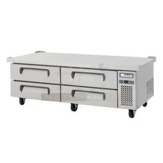 BRAND NEW SCRATCH AND DENT! 2022 Migali C-CB72-HC Stainless Steel Commercial 4 Drawer Chef Base on Commercial Casters. 115 Volts, 1 Phase. Tested and Working!