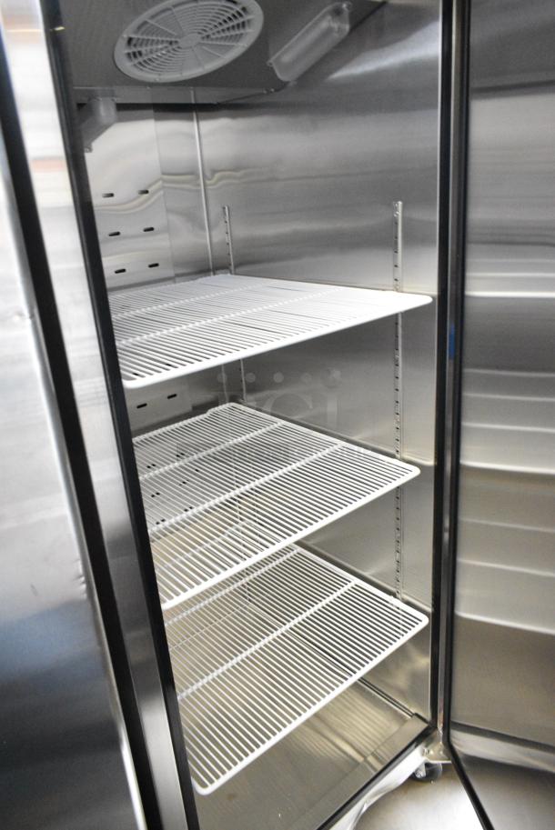 BRAND NEW SCRATCH AND DENT! 2019 Migali C-1F-HC Stainless Steel Commercial Single Door Reach In Freezer w/ Poly Coated Racks on Commercial Casters. 115 Volts, 1 Phase. - Image 5 of 6