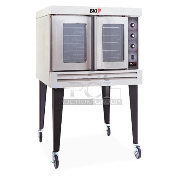 BRAND NEW IN CRATE! BKI COM-G Stainless Steel Commercial Natural Gas Powered Convection Oven. No Legs. - Image 1 of 3