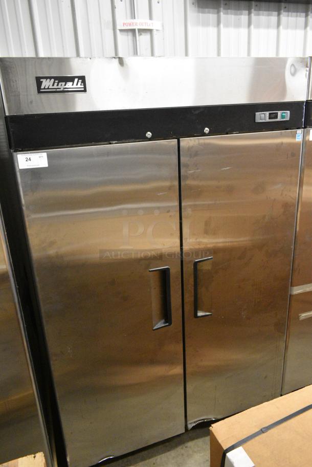 BRAND NEW SCRATCH AND DENT! 2020 Migali C-2F-HC Stainless Steel Commercial 2 Door Reach In Freezer w/ Poly Coated Racks on Commercial Casters. 115/208-230 Volts, 1 Phase. - Image 2 of 7