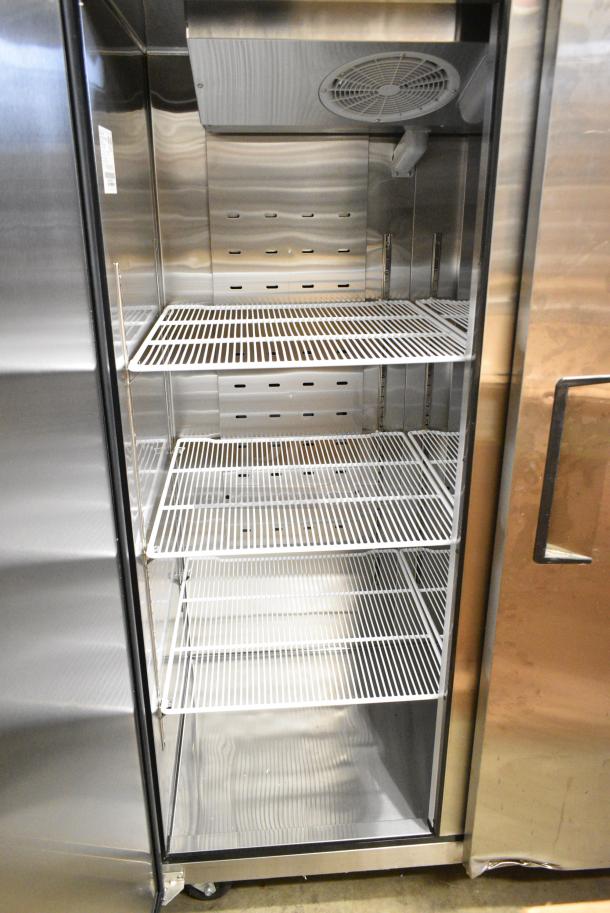 BRAND NEW SCRATCH AND DENT! 2020 Migali C-2F-HC Stainless Steel Commercial 2 Door Reach In Freezer w/ Poly Coated Racks on Commercial Casters. 115/208-230 Volts, 1 Phase. - Image 5 of 7