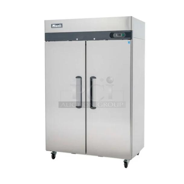 BRAND NEW SCRATCH AND DENT! 2020 Migali C-2R-HC Stainless Steel Commercial 2 Door Reach In Cooler w/ Poly Coated Racks. 115 Volts, 1 Phase. Tested and Working! - Image 1 of 6