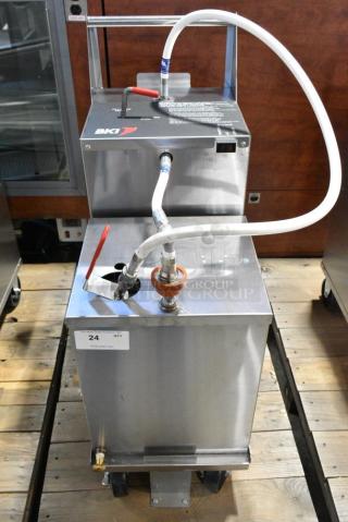 BRAND NEW! BKI PDC-14B Stainless Steel Commercial Oil Filtration System on Commercial Casters. 120 Volts, 1 Phase.