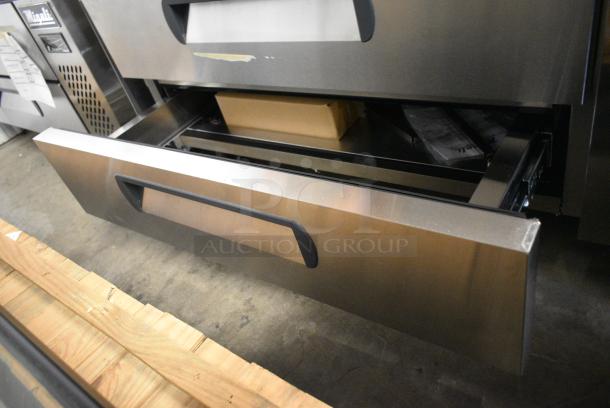 BRAND NEW SCRATCH AND DENT! 2022 Migali C-CB48-HC Stainless Steel Commercial 2 Drawer Chef Base on Commercial Casters. 115 Volts, 1 Phase. Tested and Working! - Image 6 of 8