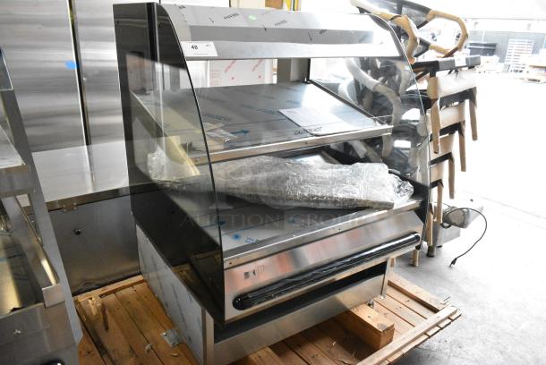 BRAND NEW! 2019 BKI HSS3-2T Stainless Steel Commercial Floor Style 2 Tier Warming Display Case Merchandiser on Commercial Casters. 208-240 Volts, 1/3 Phase. - Image 2 of 8