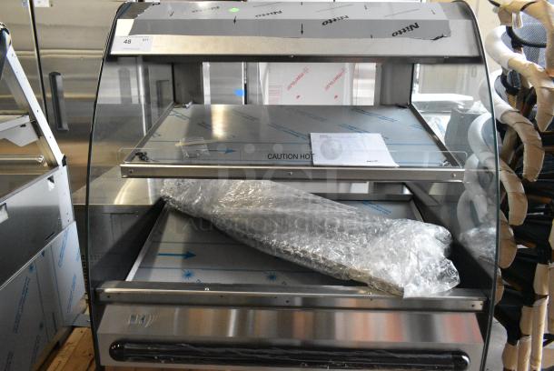 BRAND NEW! 2019 BKI HSS3-2T Stainless Steel Commercial Floor Style 2 Tier Warming Display Case Merchandiser on Commercial Casters. 208-240 Volts, 1/3 Phase. - Image 3 of 8