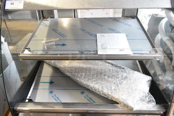 BRAND NEW! 2019 BKI HSS3-2T Stainless Steel Commercial Floor Style 2 Tier Warming Display Case Merchandiser on Commercial Casters. 208-240 Volts, 1/3 Phase. - Image 5 of 8