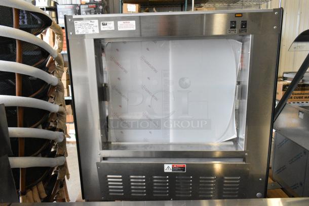 BRAND NEW! 2019 BKI HSS3-2T Stainless Steel Commercial Floor Style 2 Tier Warming Display Case Merchandiser on Commercial Casters. 208-240 Volts, 1/3 Phase. - Image 7 of 8