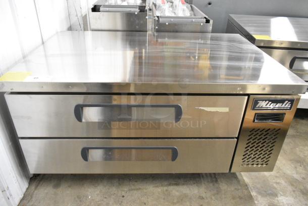 BRAND NEW SCRATCH AND DENT! 2022 Migali C-CB48-HC Stainless Steel Commercial 2 Drawer Chef Base on Commercial Casters. 115 Volts, 1 Phase. Tested and Working! - Image 2 of 8