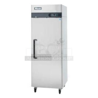 BRAND NEW SCRATCH AND DENT! 2023 Migali C-1R-HC Stainless Steel Commercial Single Door Reach In Cooler w/ Poly Coated Racks on Commercial Casters. 115 Volts, 1 Phase. Tested and Working!