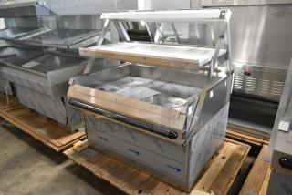 BRAND NEW! 2019 BKI TSWC3 Stainless Steel Commercial Floor Style 2 Tier Warming Display Case Merchandiser. 208 Volts, 1/3 Phase.