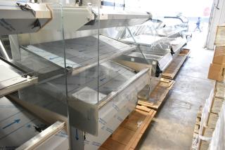 BRAND NEW! 2016 BKI HSS4-2TSQ Stainless Steel Commercial Floor Style 2 Tier Warming Display Case Merchandiser. 230 Volts, 1 Phase.
