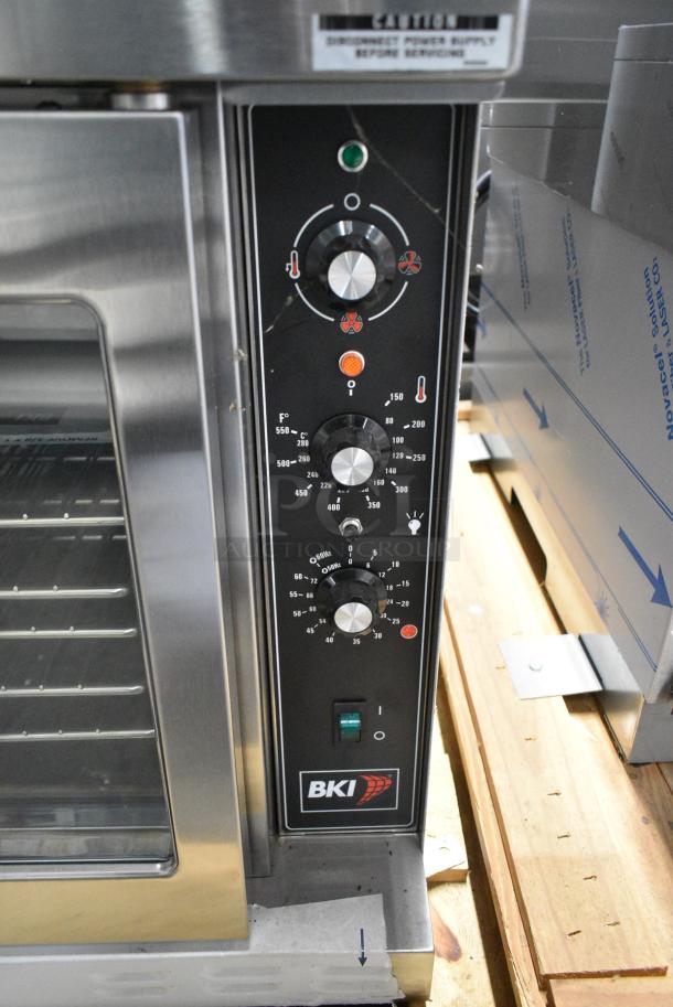 BRAND NEW! BKI BCO-E1 Stainless Steel Commercial Full Size Convection Oven w/ View Through Doors, Metal Oven Racks and Thermostatic Controls. 208 Volts, 3 Phase. - Image 4 of 6