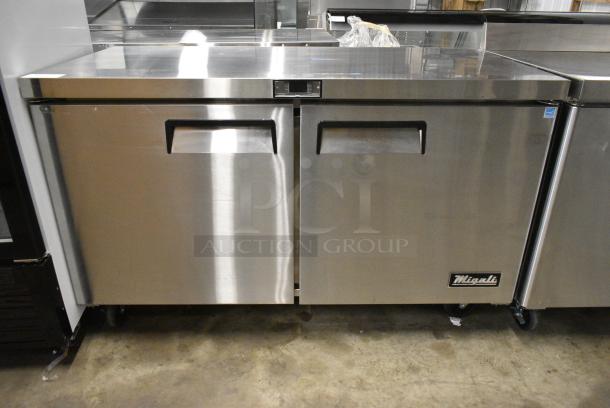BRAND NEW SCRATCH AND DENT! 2019 Migali C-U60R-HC Stainless Steel Commercial 2 Door Undercounter Cooler on Commercial Casters. 115 Volts, 1 Phase. Tested and Working! - Image 2 of 6