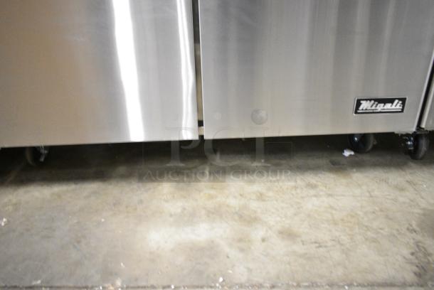 BRAND NEW SCRATCH AND DENT! 2019 Migali C-U60R-HC Stainless Steel Commercial 2 Door Undercounter Cooler on Commercial Casters. 115 Volts, 1 Phase. Tested and Working! - Image 5 of 6