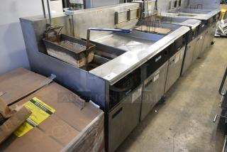 Giles Stainless Steel Commercial Electric Powered 2 Bay Fryer w/ Giles EOF-BIB Dumping Station.