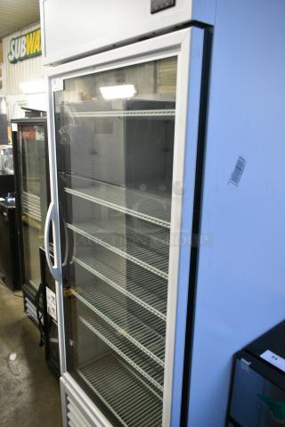 2021 True TSCI-600R-G-PH Metal Commercial Single Door Reach In Cooler Merchandiser w/ Poly Coated Racks. 115 Volts, 1 Phase. Tested and Working!