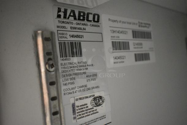 Habco ESM14SL54 Metal Commercial 2 Door Reach In Cooler Merchandiser w/ Poly Coated Racks. 115 Volts, 1 Phase. Tested and Powers On But Does Not Get Cold - Image 3 of 4