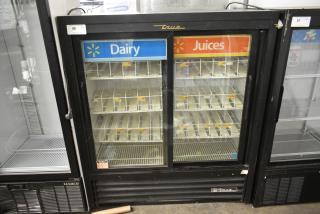 True GDM-41SL-54-LD Metal Commercial 2 Door Reach In Cooler Merchandiser w/ Poly Coated Racks. 115 Volts, 1 Phase. Tested and Working!