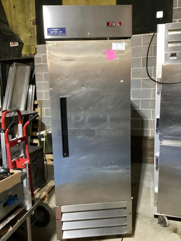Artic Air Stainless Steel Single Door Reach-In Refrigerator, Tested and Working. 
28-¼ x 32-¾ x 82-1/2 - Image 1 of 5
