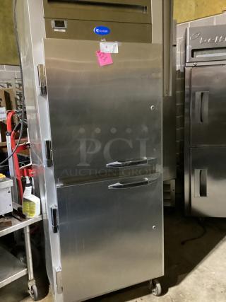 Randell Stainless Steel Reach-In Freezer, (2) Left Hinge Solid Door, W/3 Stainless Steel Paper Cup Dispensers on Side. 
20A/120V
Model#- 2010F
30 x 33-½ x 80-1/2
