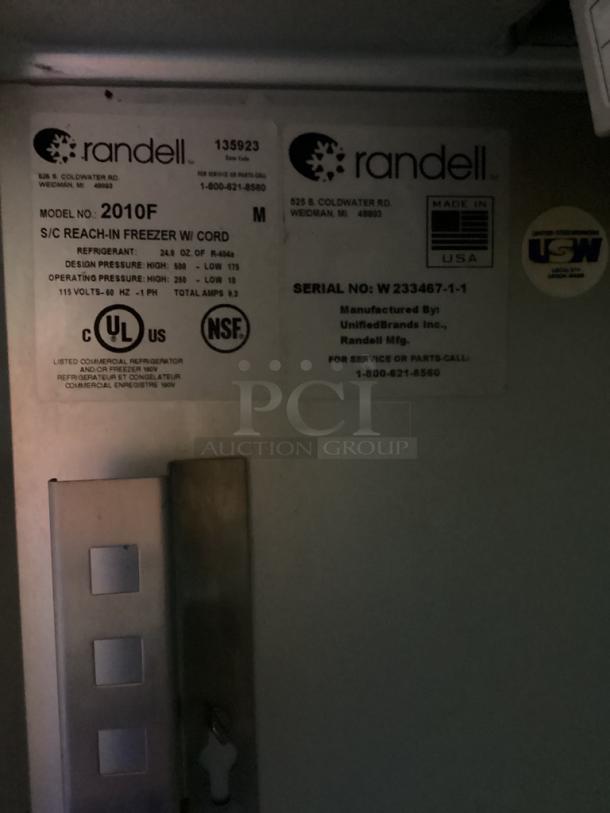 Randell Stainless Steel Reach-In Freezer, (2) Left Hinge Solid Door, W/3 Stainless Steel Paper Cup Dispensers on Side. 
20A/120V
Model#- 2010F
30 x 33-½ x 80-1/2 - Image 5 of 7