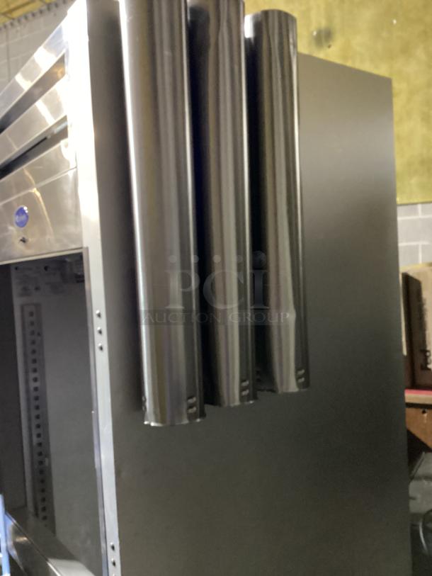 Randell Stainless Steel Reach-In Freezer, (2) Left Hinge Solid Door, W/3 Stainless Steel Paper Cup Dispensers on Side. 
20A/120V
Model#- 2010F
30 x 33-½ x 80-1/2 - Image 6 of 7