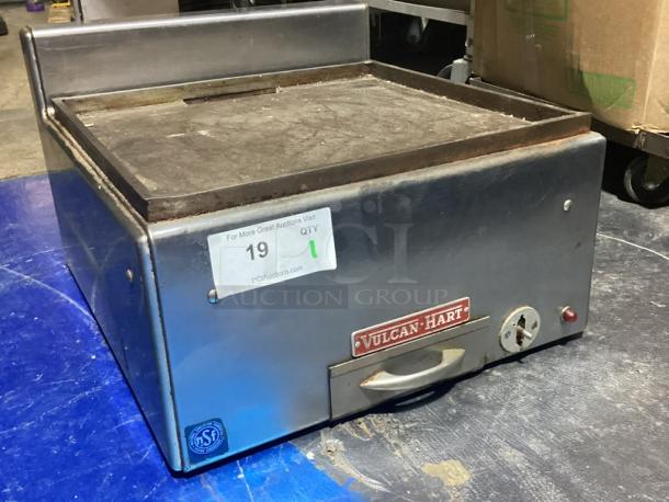Vulcan Hart Commercial Gas Flat Griddle. Outfitted for Propane Gas. Perfect for a Food Truck Application. 
Model# EG-18
12-½ x 20 x 18 - Image 1 of 2