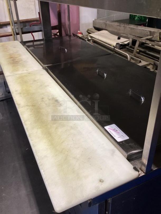 Randell Stainless Steel Dual-Sided Work Island/Cold Buffet Bar. 
Multi-Pan Prep Table W/Two-Door and Two Drawers  Refrigerated Storage. Tested And Working. 
84 x  46/52 x 58 - Image 3 of 14