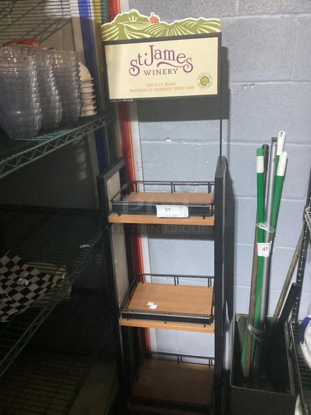 St. James Winery Merchandise on Castors, Wood and Metal Frame 
 16 x 10-1/4 x 48-1/4 - Image 1 of 1