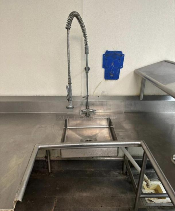 ”L” Shaped Stainless Steel Soil Table W/ Riser and Spray Faucet. 
84 x 72 - Image 2 of 2