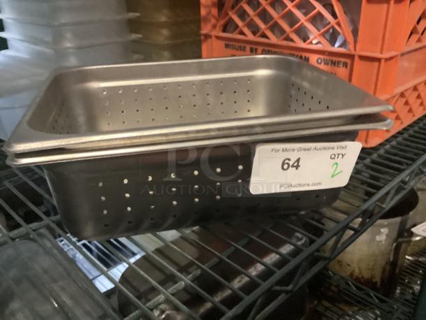Stainless Steel Drop Pan, One Solid/One Perforated 
12-1/2 x 7 x 6 
Your Bid x 2 - Image 1 of 1