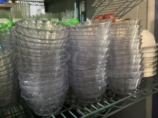 Clear Plastic Scallop Edged Dessert Bowls. 
4-1/2" Diameter 
Your Bid x 36