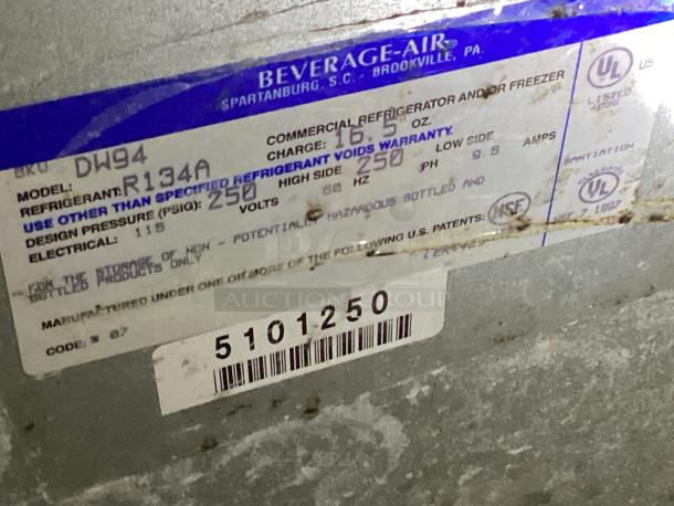 Beverage Air Underbar Top Reach-in Beer Cooler, 4-Top Sliding Doors.
Model# DW94
95 x 26-1/2 x 34 - Image 3 of 4