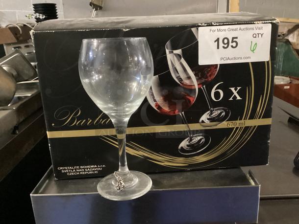 Barbra Crystalite Bohemia 670ml Wine Glasses 
Qty 6 
Your Bid x 6 - Image 1 of 1