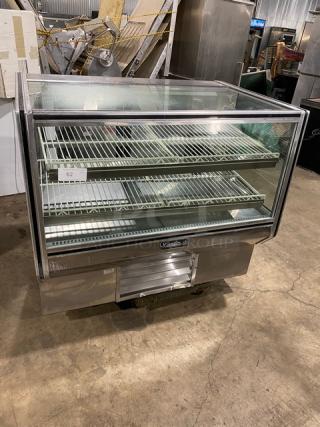 Leader Commercial 2 Tier Refrigerated Deli/Bakery Display Case! All Stainless Steel! With Poly Coated Racks! With Rear Access Double Sliding Glass Doors!