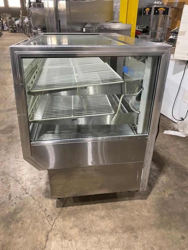 Leader Commercial 2 Tier Refrigerated Deli/Bakery Display Case! All Stainless Steel! With Poly Coated Racks! With Rear Access Double Sliding Glass Doors! - Image 3 of 8