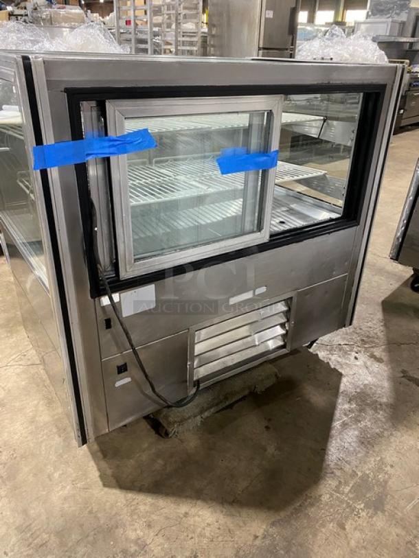 Leader Commercial 2 Tier Refrigerated Deli/Bakery Display Case! All Stainless Steel! With Poly Coated Racks! With Rear Access Double Sliding Glass Doors! - Image 4 of 8