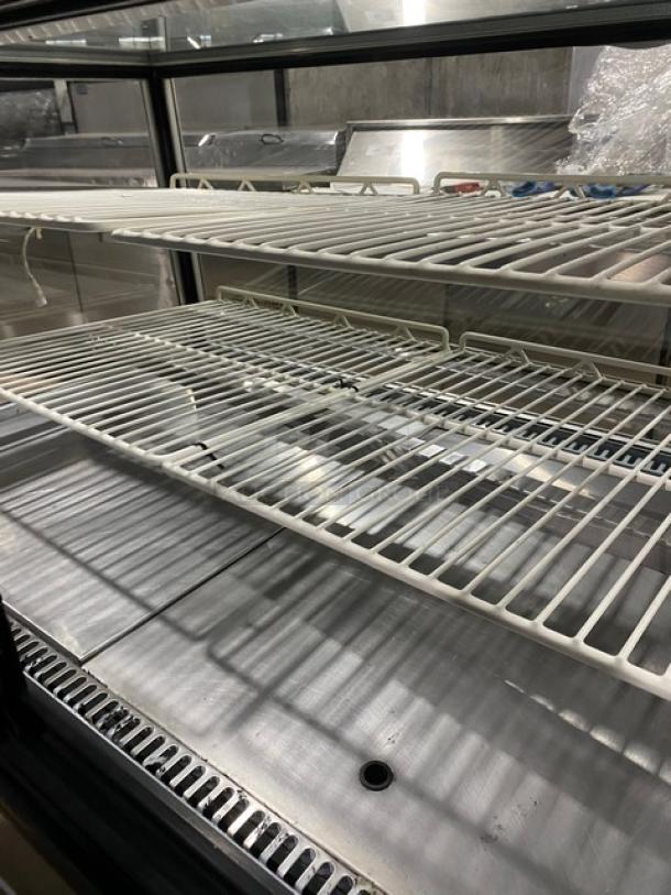 Leader Commercial 2 Tier Refrigerated Deli/Bakery Display Case! All Stainless Steel! With Poly Coated Racks! With Rear Access Double Sliding Glass Doors! - Image 5 of 8