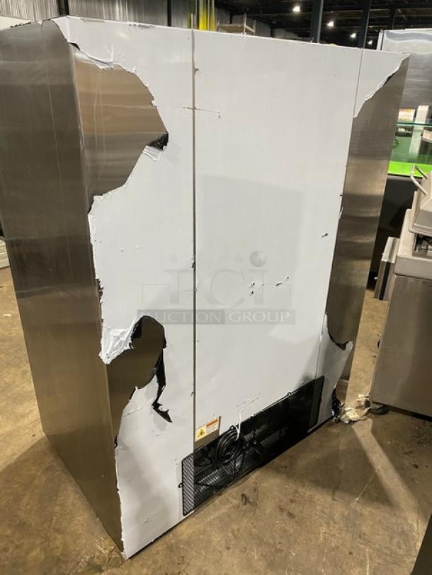 Optimum Refrigeration Commercial Double Sliding Glass Door Refrigerator Merchandiser! All Stainless Steel! With Poly Coated Racks! Model: SG-48x36x62! - Image 4 of 11