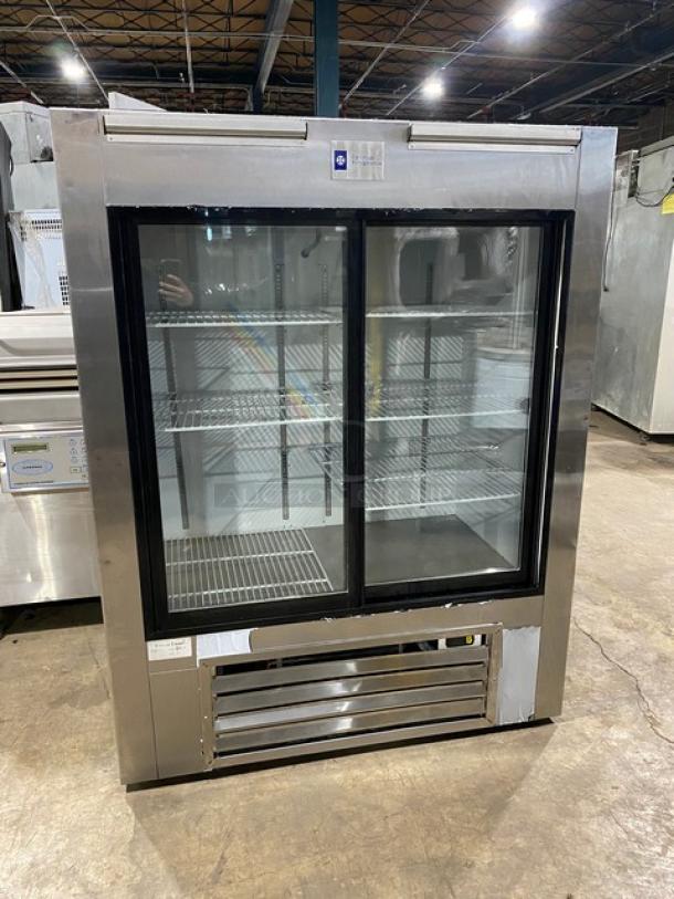 Optimum Refrigeration Commercial Double Sliding Glass Door Refrigerator Merchandiser! All Stainless Steel! With Poly Coated Racks! Model: SG-48x36x62! - Image 5 of 11