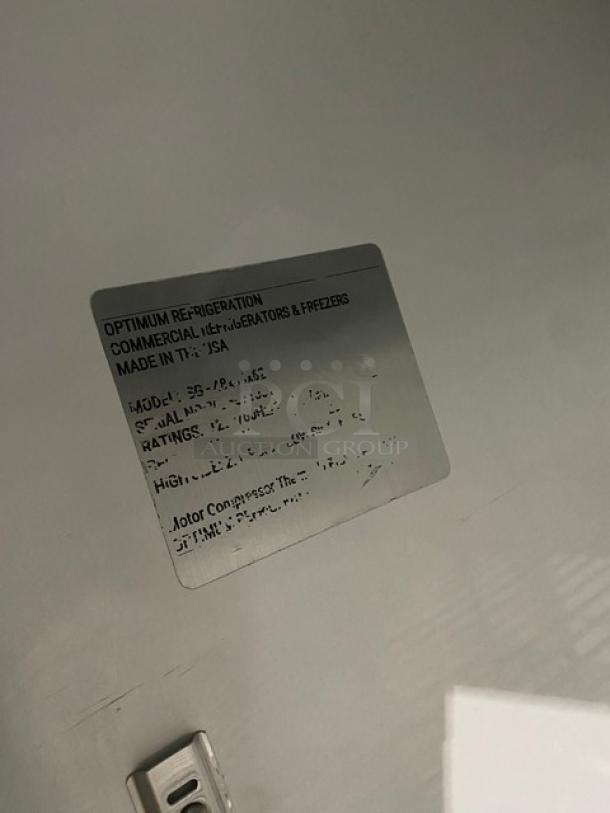 Optimum Refrigeration Commercial Double Sliding Glass Door Refrigerator Merchandiser! All Stainless Steel! With Poly Coated Racks! Model: SG-48x36x62! - Image 9 of 11